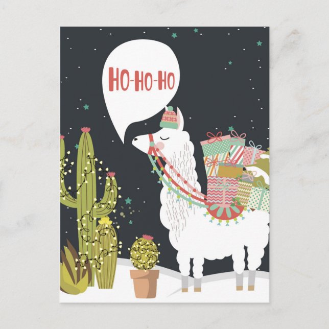 Ho-HoHo Holiday Llama Postcard (Front)