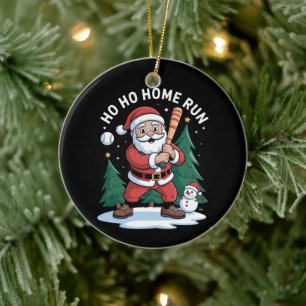 Ho Home Run Christmas Santa Baseball Snowman Xmas Ceramic Tree Decoration