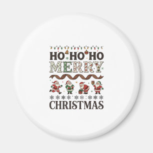 Ho Merry Christmas Santas Plaid Ribbon Magnet