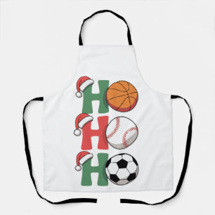 Ho Santa Christmas Basketball Baseball Soccer Xmas Apron