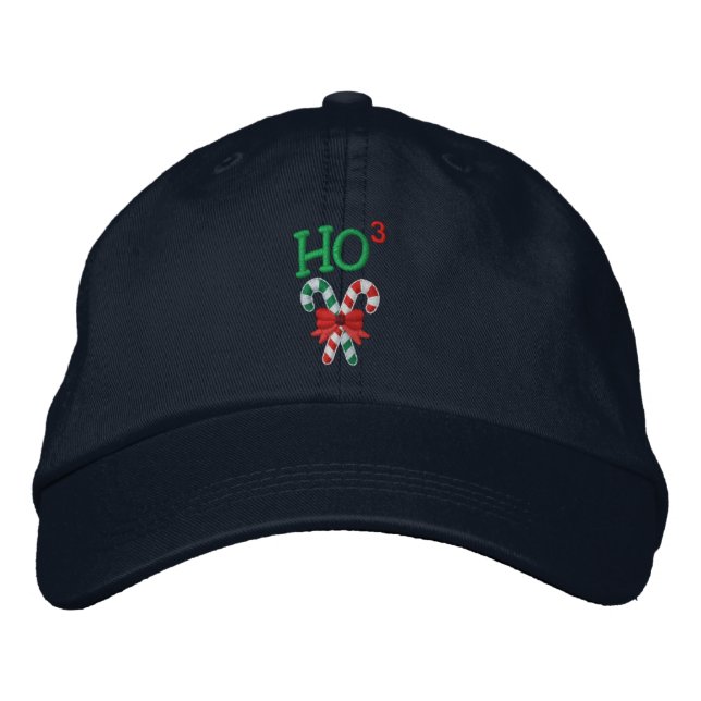Ho Times Three Candy Canes Embroidered Hat (Front)