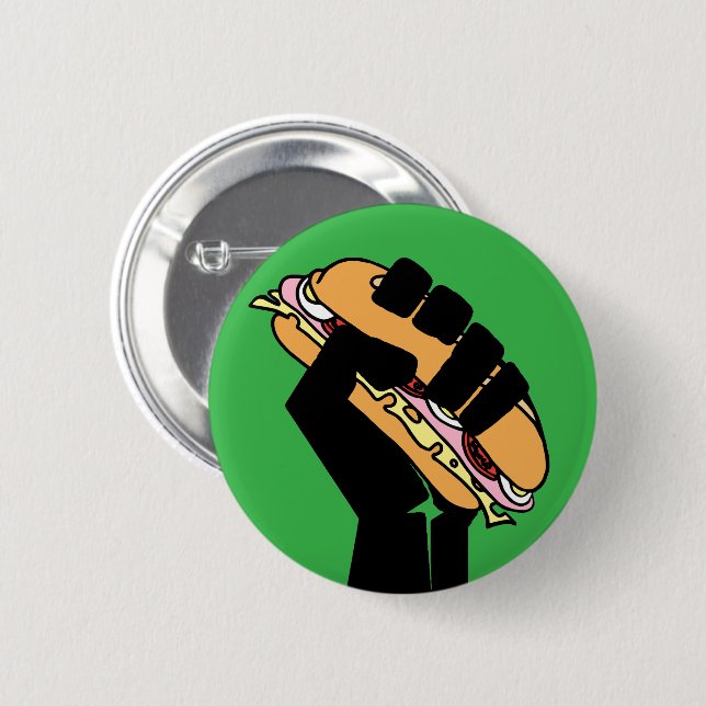 Hoagie Sandwich Guy Fist Resist Anti Trump 6 Cm Round Badge (Front & Back)