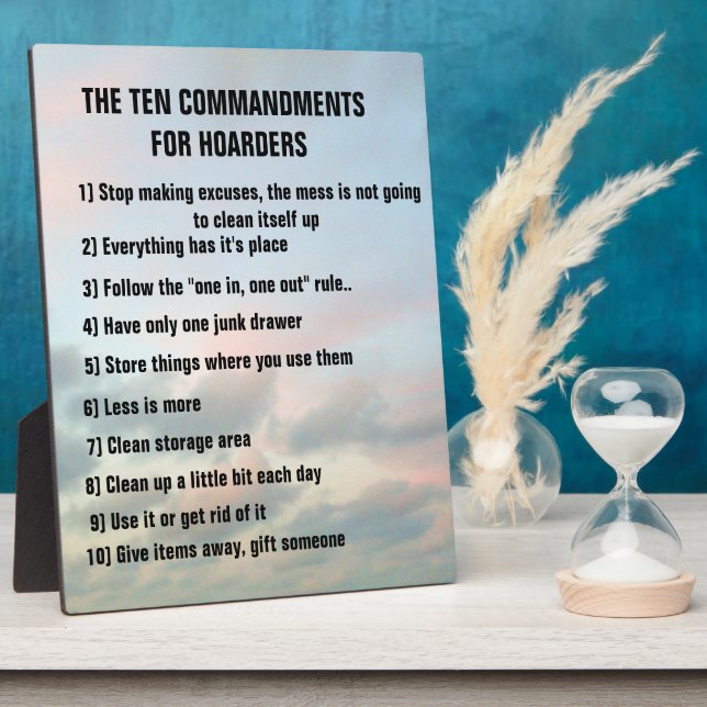 HOARDERS TEN COMMANDMENTS  PLAQUE (Side)