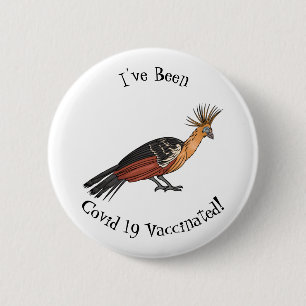 Hoatzin bird cartoon illustration  6 cm round badge