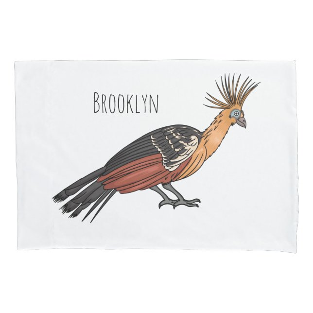 Hoatzin bird cartoon illustration  pillowcase (Front)
