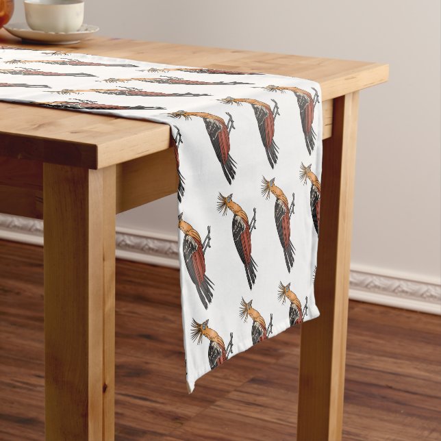 Hoatzin bird cartoon illustration  short table runner (In Situ)