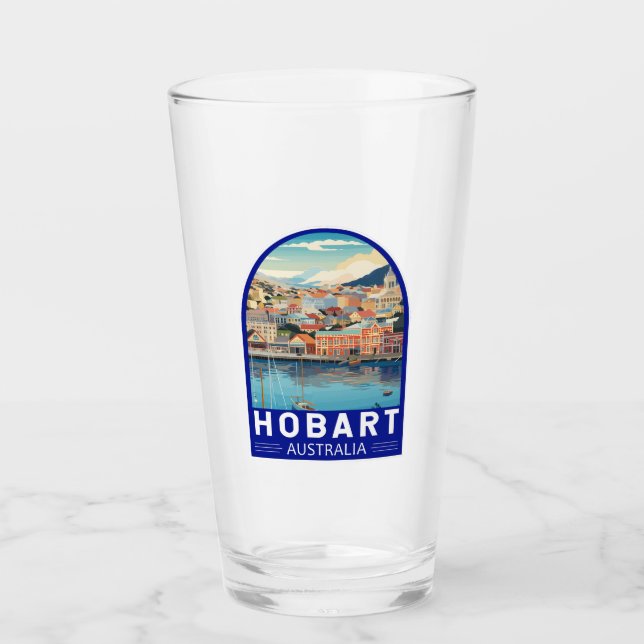 Hobart Australia Travel Art Vintage Glass (Front)