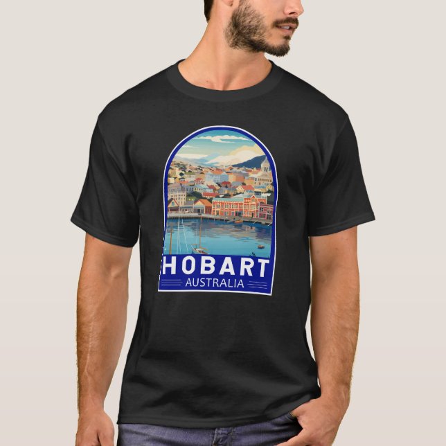 Hobart Australia Travel Art Vintage T-Shirt (Front)