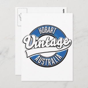 Hobart australia vintage style logo postcard