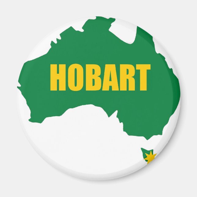 Hobart Green and Gold Map Fridge Magnet (Front)