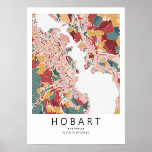 Hobart Tasmania Map Poster Modern City Wall Art