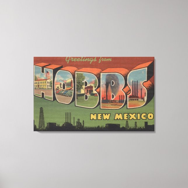 Hobbs, New Mexico - Large Letter Scenes Canvas Print (Front)