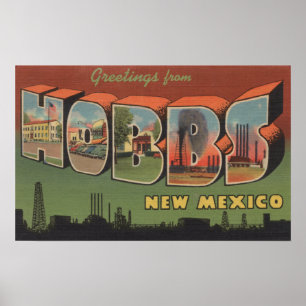 Hobbs, New Mexico - Large Letter Scenes Poster