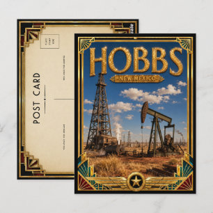 Hobbs New Mexico Vintage Art Deco Golden Age Postcard