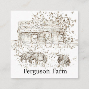 Hobby Farm Cows Black Angus Livestock Square Business Card