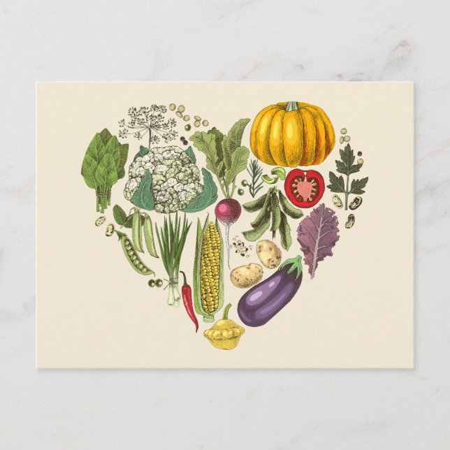 Hobby Garden Vegetable Growing Heart Postcard (Front)