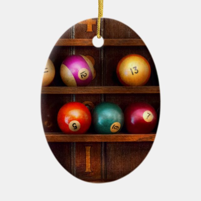 Hobby - Pool - Let's play billiards Ceramic Tree Decoration (Front)