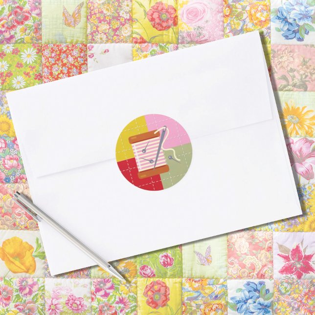 Hobby Quilt Thread Needle Pins Round Sticker (Creator Uploaded)