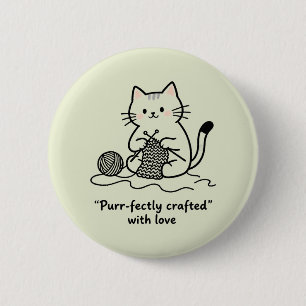 Hobbyist Kitten Knitting Rosy Cheeks Cozy Vibes 6 Cm Round Badge