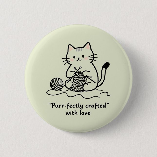 Hobbyist Kitten Knitting Rosy Cheeks Cozy Vibes 6 Cm Round Badge (Front)