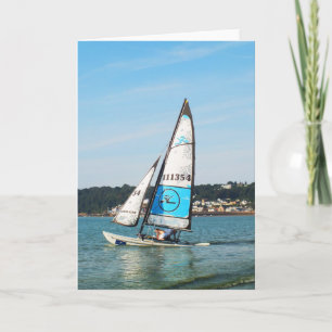 Hobie cat sailing away holiday card