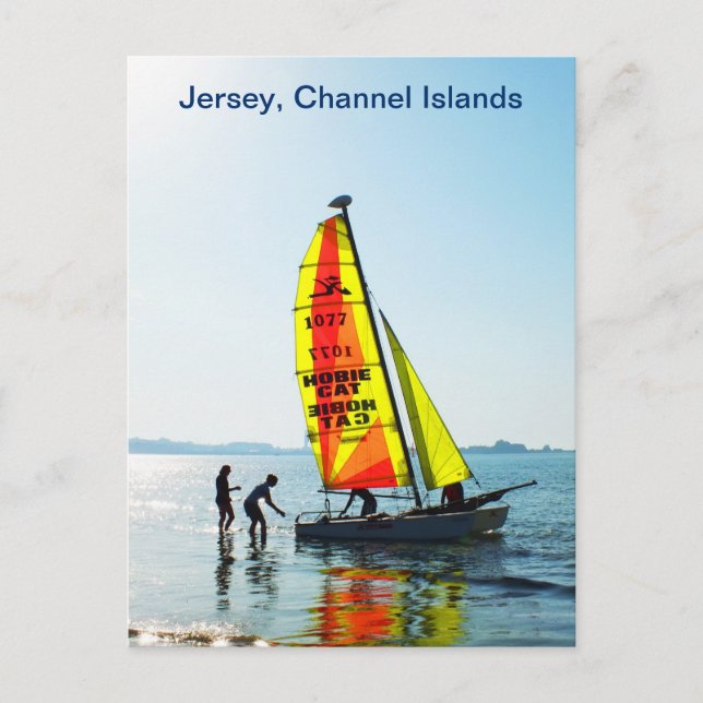 Hobie cat sailing boat Jersey Postcard (Front)