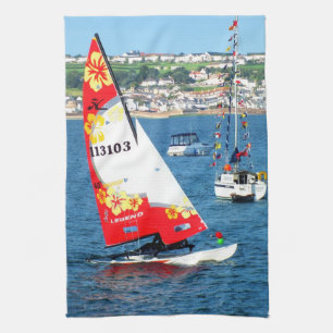Hobie cat sailing boat tea towel