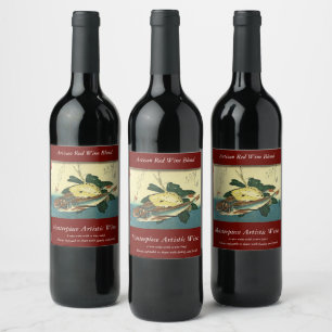 Hobo & Karei - Hiroshige's Japanese Fish Print Wine Label
