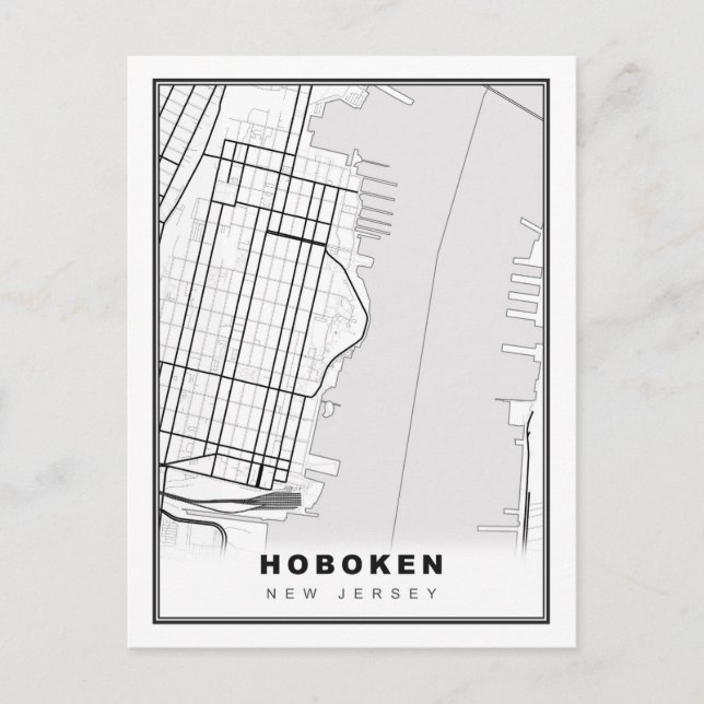 Hoboken Map Holiday Postcard (Front)