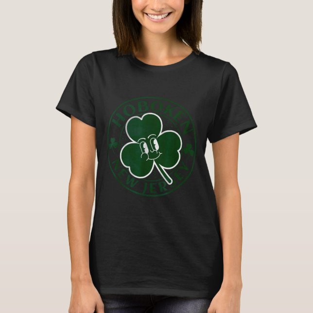 Hoboken New Jersey Irish Shamrock Nj Retro Souveni T-Shirt (Front)