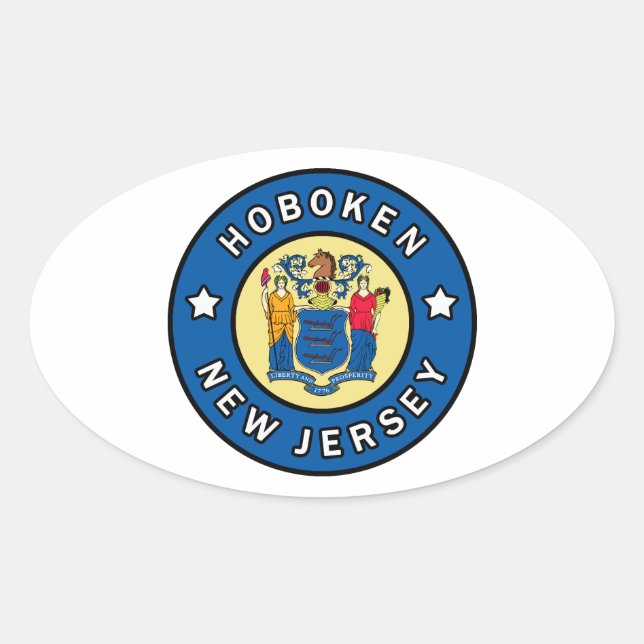 Hoboken New Jersey Oval Sticker (Front)