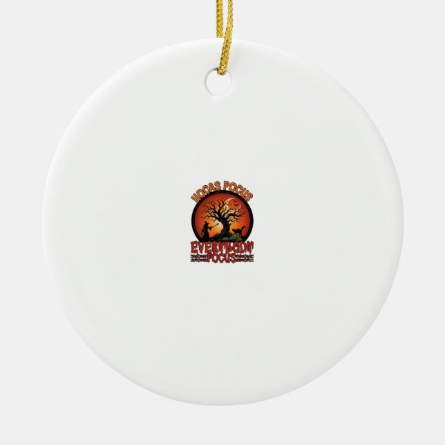 Hocas Pocus Everybody Focus Spooky Tree Witch Cat Ceramic Tree Decoration (Front)