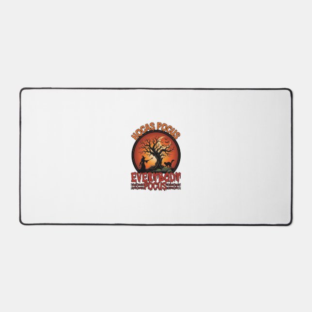 Hocas Pocus Everybody Focus Spooky Tree Witch Cat Desk Mat (Front)