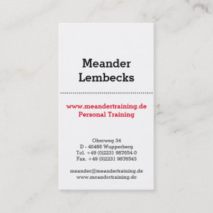 Hochformat Typo Karten Business Card