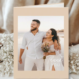 Hochzeitshandschrift Danke 3 Fotos Hellbraun Thank You Card