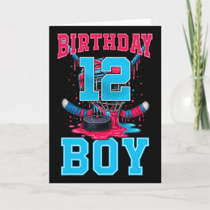 Hockey 12 Year Old Ice Cream Drip 12th Birthday Bo Card