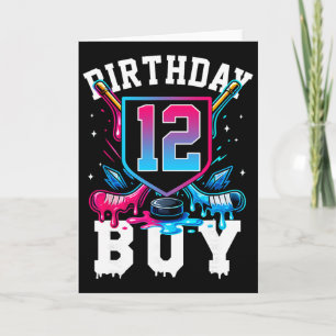 Hockey 12th Birthday Boy Ice Cream Drip 12 Years O Card