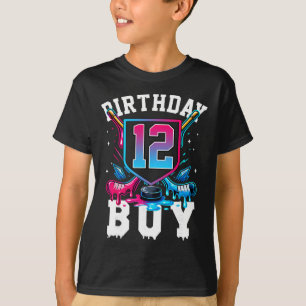Hockey 12th Birthday Boy Ice Cream Drip 12 Years O T-Shirt