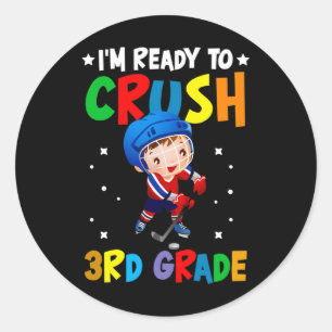 Hockey 3rd Grade Back To School Boys Kids Girls Te Classic Round Sticker
