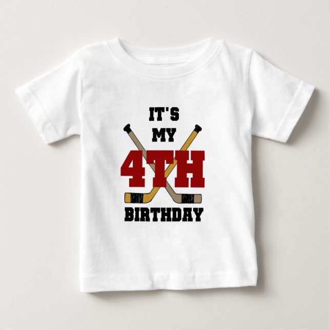 Hockey 4th Birthday Tshirts and Gifts (Front)