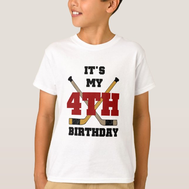 Hockey 4th Birthday Tshirts and Gifts (Front)