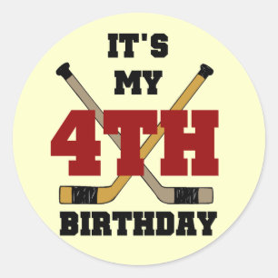 Hockey 4th Birthday Tshirts and Gifts Classic Round Sticker