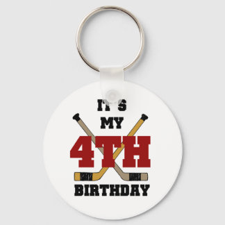 Hockey 4th Birthday Tshirts and Gifts Key Ring