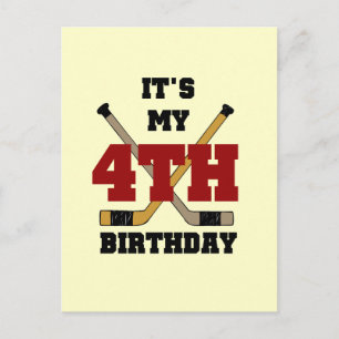 Hockey 4th Birthday Tshirts and Gifts Postcard