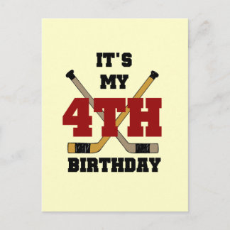 Hockey 4th Birthday Tshirts and Gifts Postcard