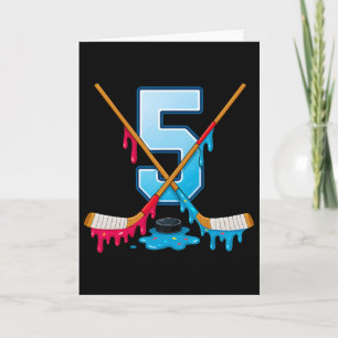 Hockey 5 Year Old Ice Cream Drip Youth 5th Birthda Card