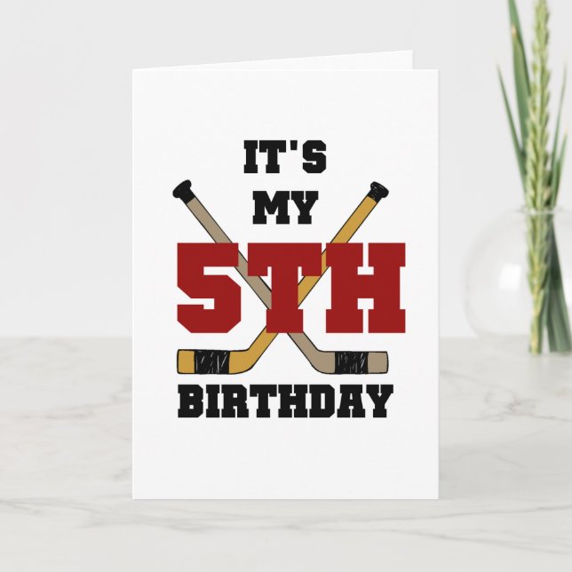 Hockey 5th Birthday Tshirts and Gifts Card (Front)