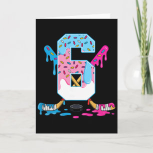 Hockey 6 Years Old Ice Cream Drip 6th Birthday Kid Card
