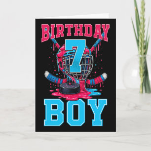 Hockey 7 Year Old Ice Cream Drip 7th Birthday Boy Card