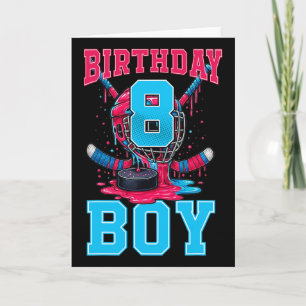 Hockey 8 Year Old Ice Cream Drip 8th Birthday Boy  Card